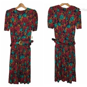 Vintage NWT 90s Dark Cottagecore Floral Dress Belt